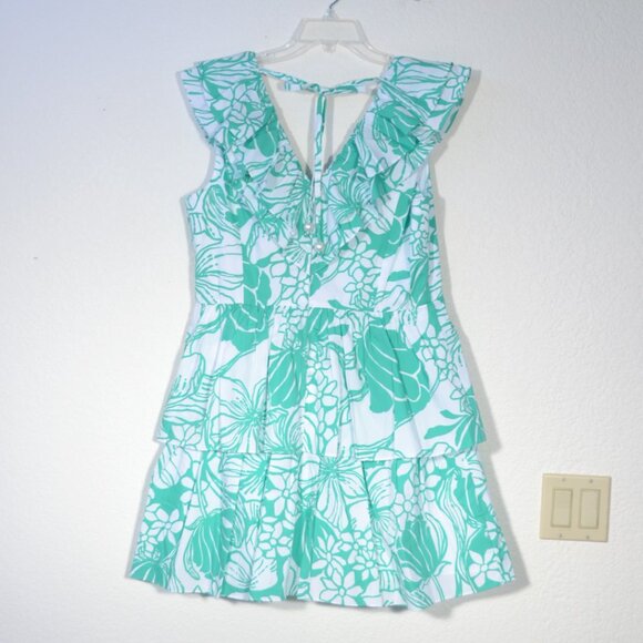 Lilly Pulitzer Tropical Green and White Mini Dress size 14 NWT - Picture 5 of 13